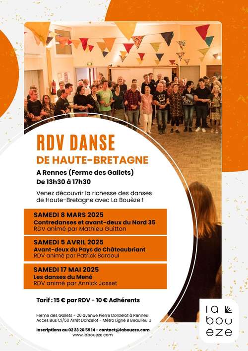 Prochain RDV Danse de Haute-Bretagne : samedi 17 mai 2025