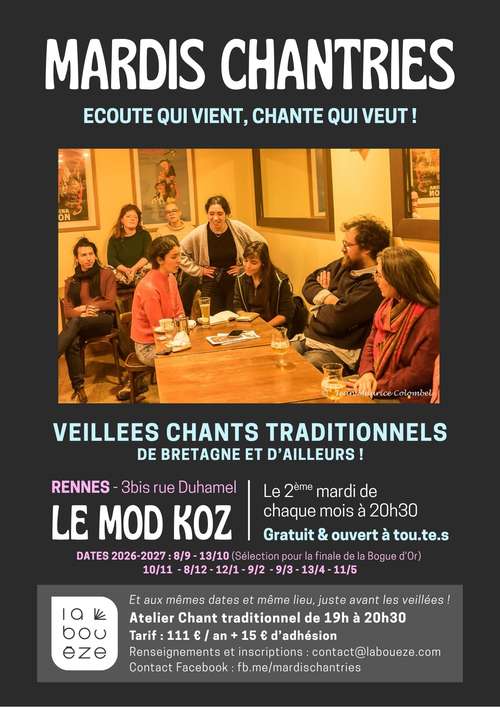 Atelier Chant traditionnel : reprise et inscription mardi 8 septembre 2026 !