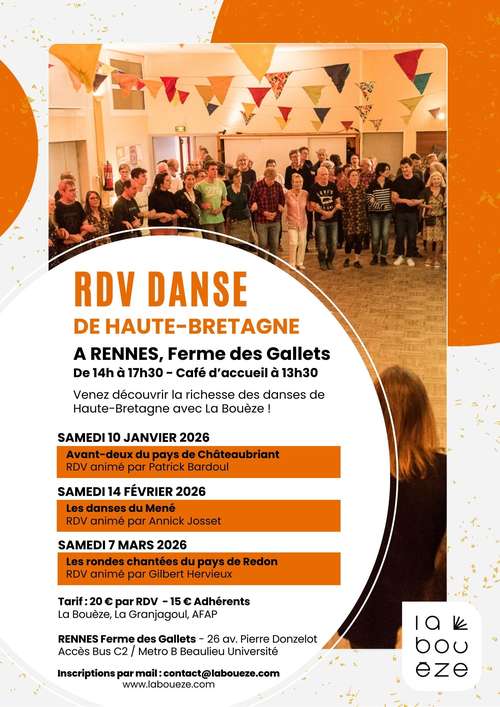 Prochain RDV Danse de Haute-Bretagne le samedi 7 mars 2026